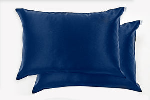 navy silk pillowcase